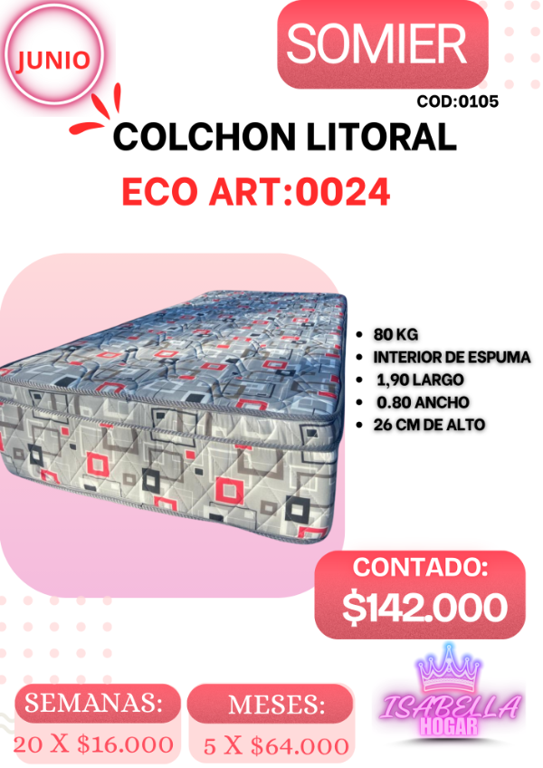 Producto - COLCHON LITORAL ECO 1 PLAZA