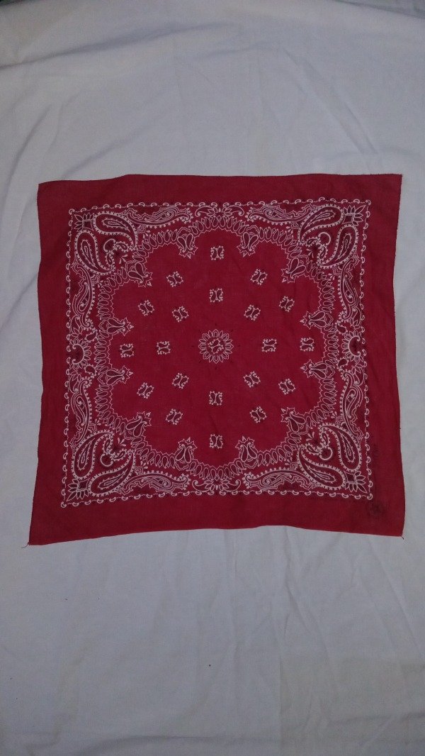 Producto - 70s cotton made in USA RN14193 red Paisley Rockabilly Bandana handkerchief. - 0
