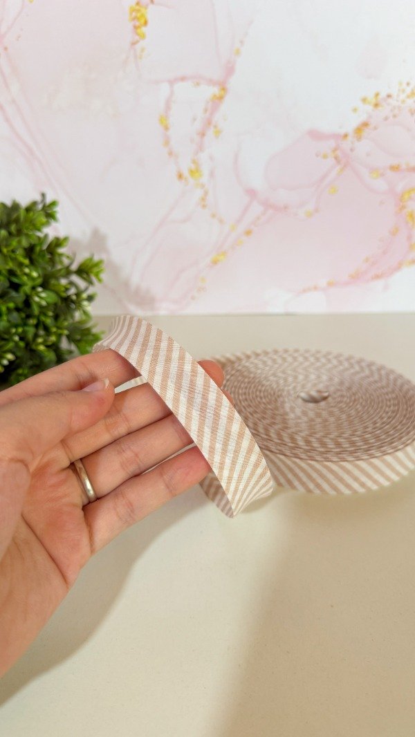 Producto - Cinta bies rayada beige - 3mts