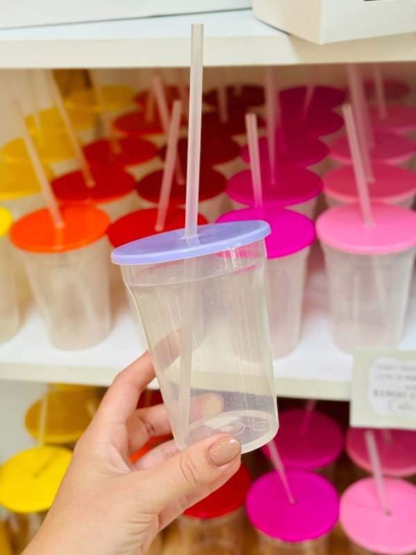 Producto - Vasos transparente glitter con tapa 300cc - 0