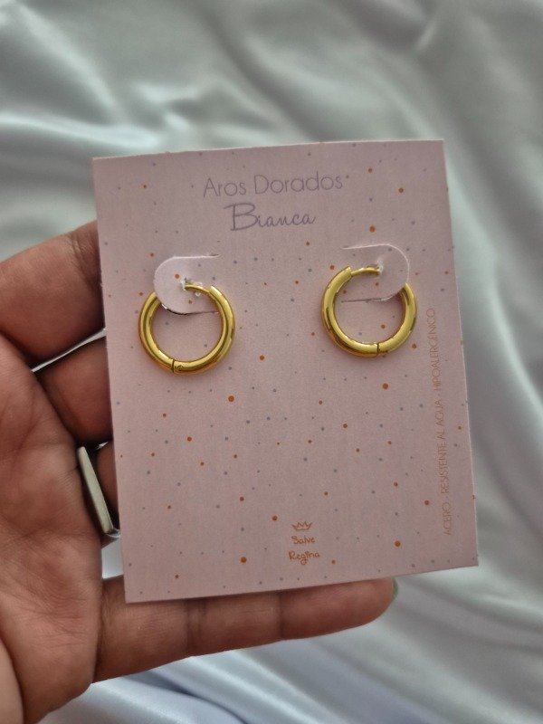 Producto - Argollas Acero Dorado Bianca - 0