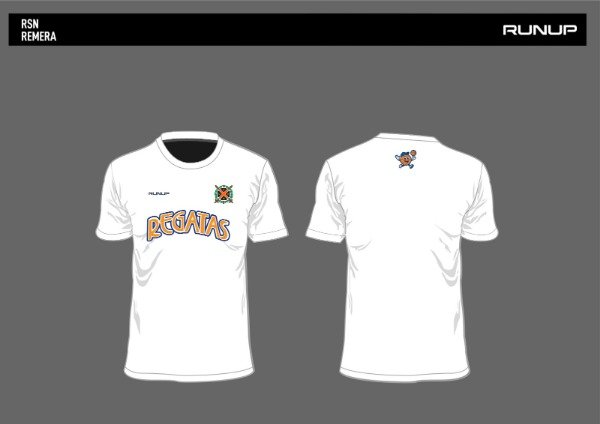 Producto - REMERA BLANCA DE ALGODON RUNUP REGATAS NARANJA - RETIRO INMEDIATO.