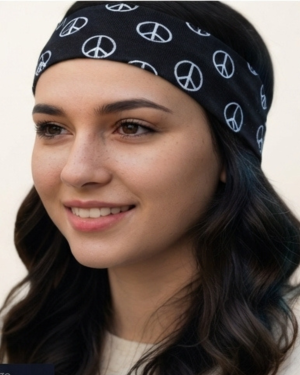 Producto - Vincha Bandana Algodon Y Spandex Simbolo De La Paz Mujer - 6