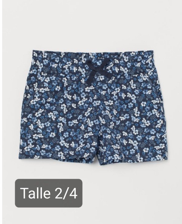 Short hym algodon talle 2/4 azul flores