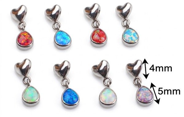 Producto - Labret heart con ópalo colgante