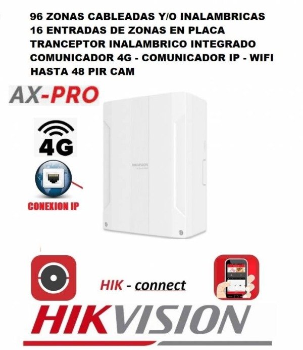 Producto - Kit Alarma Casa Inalámbrico Ax Pro 96 Zonas 3g/4g/ HIKVISION