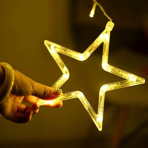 Producto - Cortina Guirnalda Estrella Led 3x0.6 mts Cálida Navidad INTECONECTABLE - 5