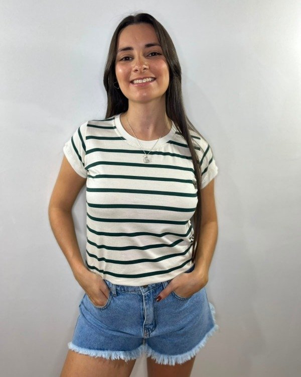 Producto - REMERA MODAL SOFT BLANCA CON RAYAS