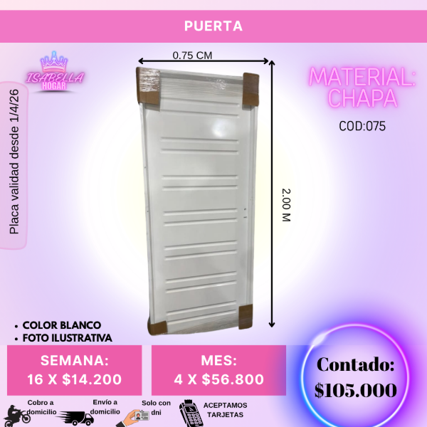 Producto - PUERTA CHAPA BLANCA