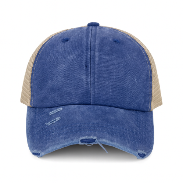 Producto - Gorra color azul francia, Lisa estilo Trucker Vintage, desgastada, Unisex