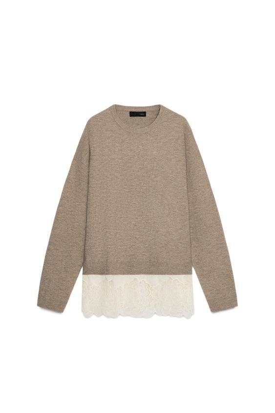 Producto - Sweater combinado con encaje Zara - 0