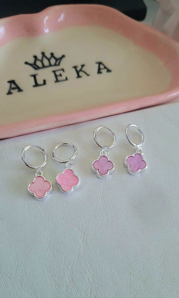 Producto - Argollas clip trébol de acero blanco