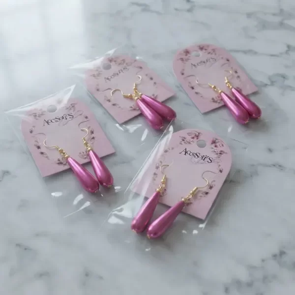 Producto - Aros Gota Fucsia 3 cm