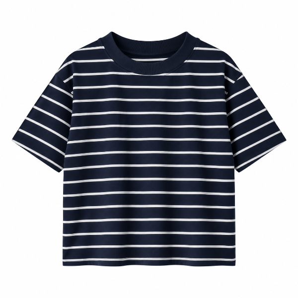 Producto - Cropped Boxy Fit - Rayas azul y blanco - 0