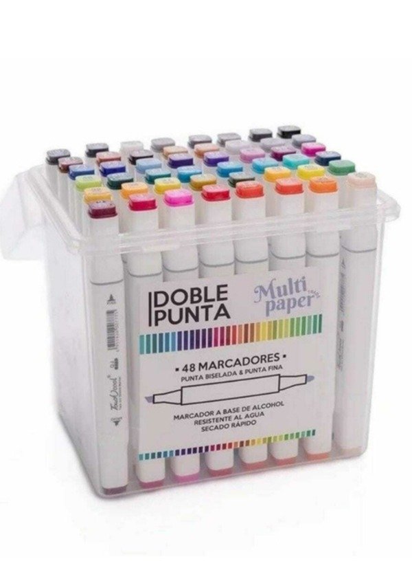 Producto - Marcadores MULTIPAPER DOBLE PUNTA PERMANENTE x48.