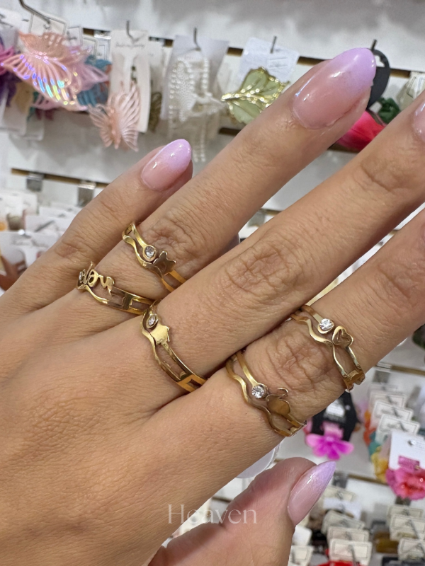 Producto - Anillos acero dorado strass