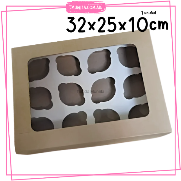 Producto - Caja cupcakes para una docena 32x25x10cm