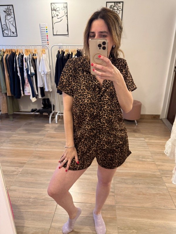Producto - Pijama camisero print corto tela hawai - 2