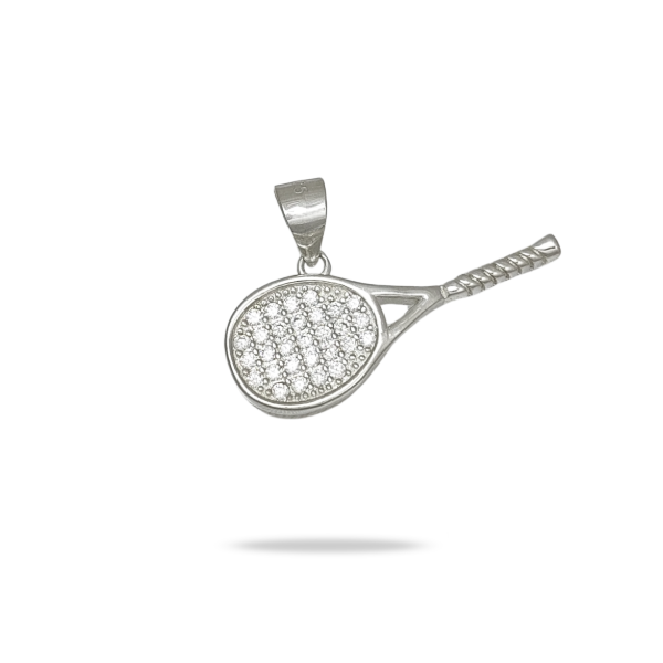 Producto - Dije Raqueta Tenis Plata 925 con Circones Engastado - 0