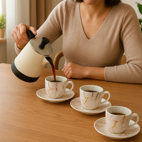 Producto - Set x6 Pocillos + 6 Platos Mármol 6032
