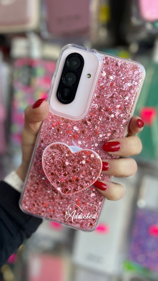 Producto - Tpu brillos mas pop de corazon rosa