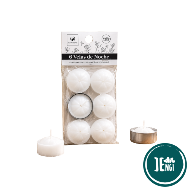 Producto - VELAS DE NOCHE CON PORTAVELA BLANCAS
