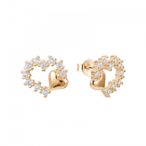 Producto - Aro corazon dorado con piedritas