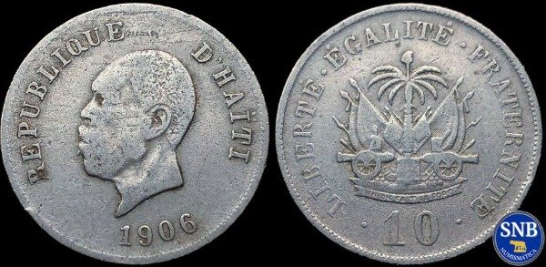 Producto - Haití - 10 Céntimos (1906) KM #54 [VF-] - Tercera República
