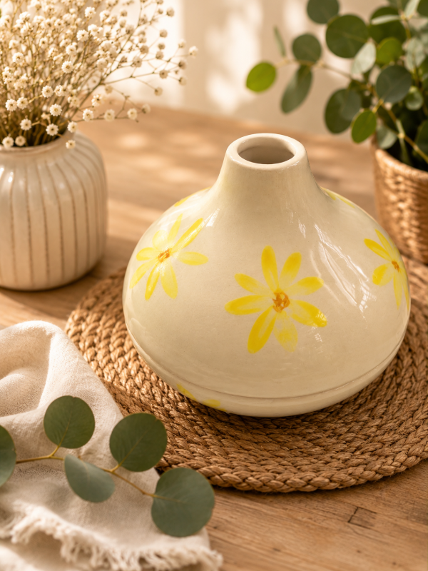 Producto - Porta espiral ceramica premium flores amarillas
