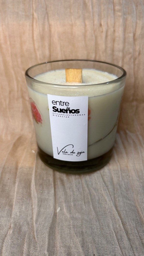 Producto - Vela de sola en envase de vidrio grande.