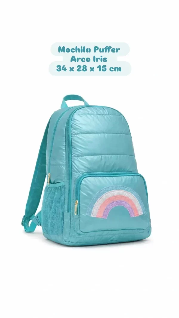 Producto - MOCHILA PUFFER ARCO IRIS VERDE