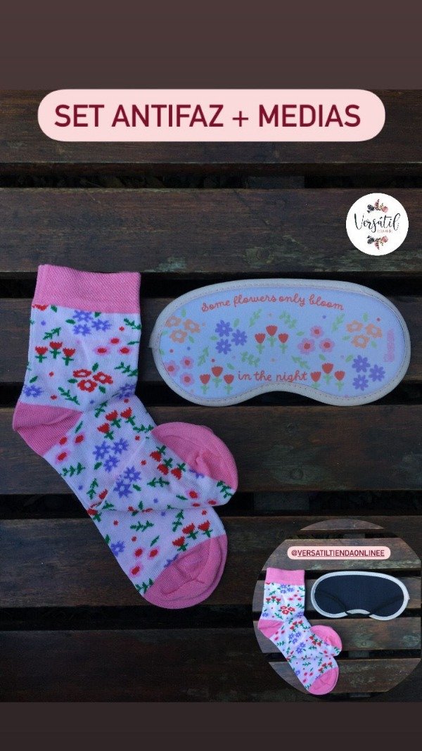 Producto - Set antifaz + medias! Flowers