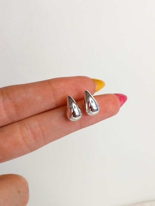 Producto - Aros mini drop - Acero blanco