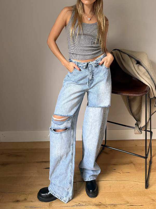 Producto - JEAN BARREL WAIST ROT CELESTE - 0