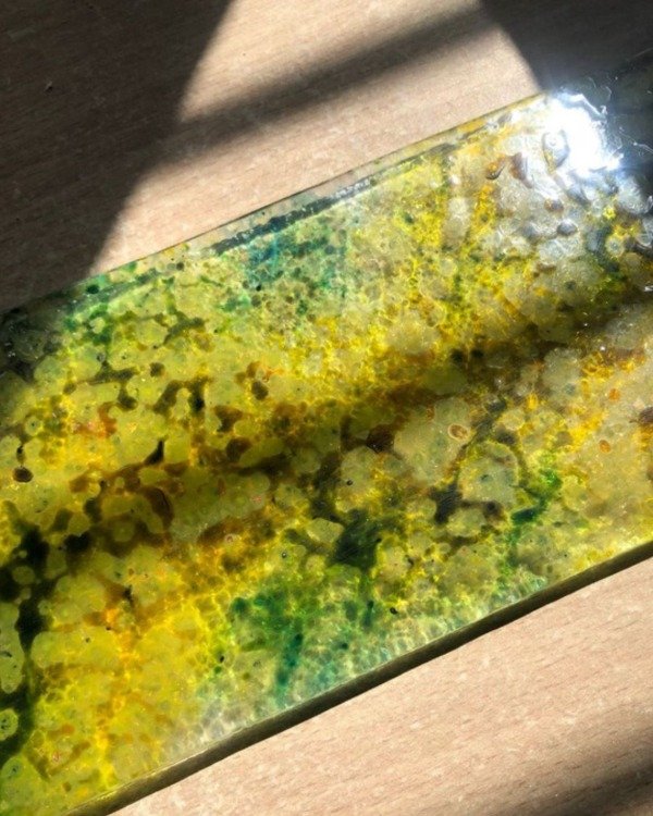 Producto - Vidrio Esmaltado verde junco.