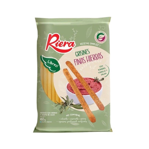 Producto - GRISINES RIERA FINAS HIERBAS 20u x 160gr