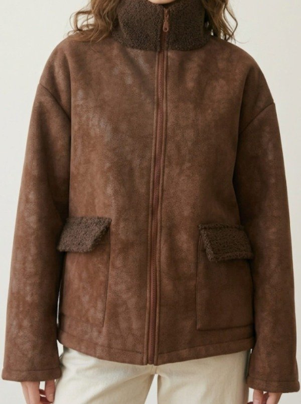Producto - Campera Con Cuello Y Bolsillo Cuadrado Cuero "Beret" (Art. 6105) - 1