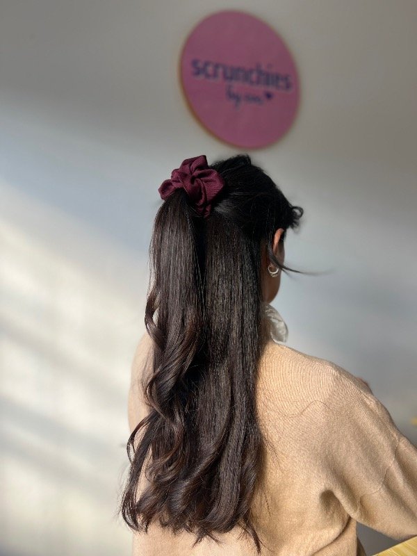 Producto - Scrunchie trópical bordó - 1
