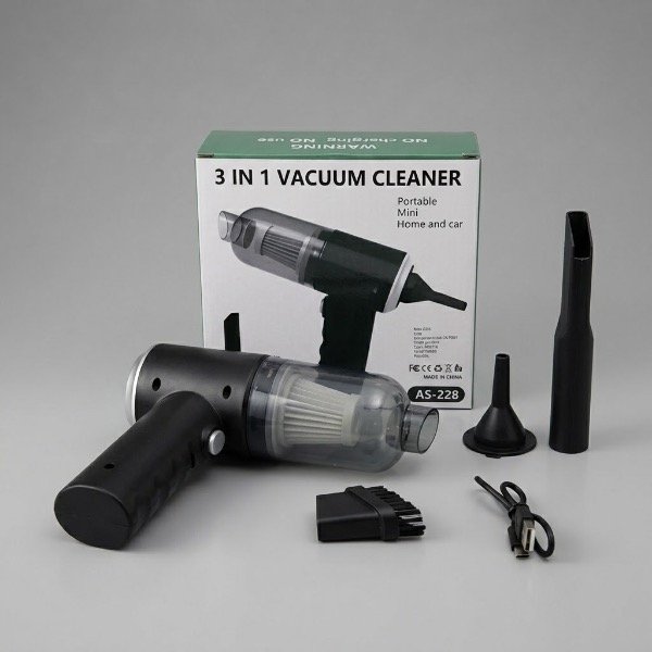 Producto - MINI ASPIRADORA PORTÁTIL INALÁMBRICA AS-228 RECARGABLE 3 EN 1 PARA AUTO Y HOGAR