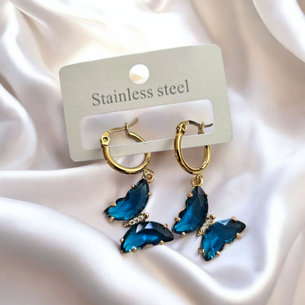 Producto - Aros dorados mariposa azul