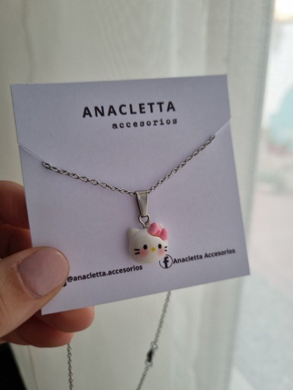 Producto - Gargantilla kitty con moño rosa Aq