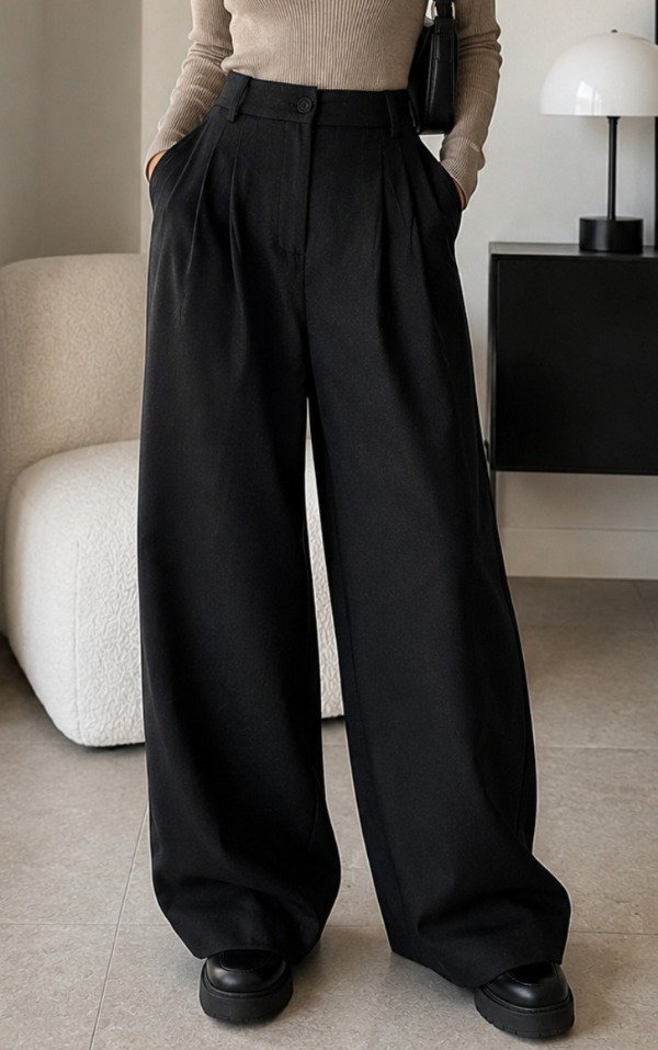 Producto - Pantalon Palazzo Paño Tiro Alto Sastrero Mujer