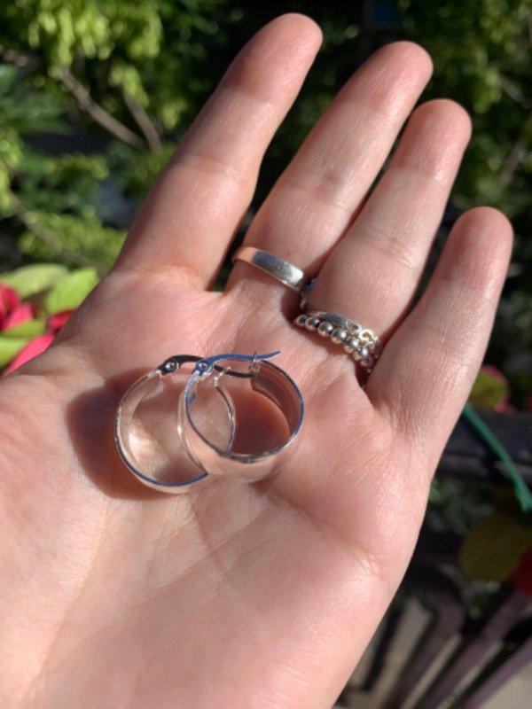 Producto - 1 par de aros tubo de acero blanco - 1
