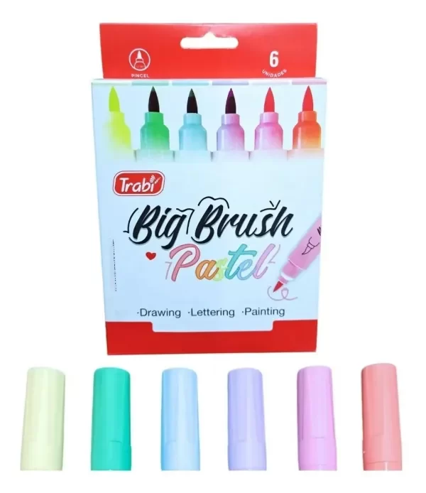 Producto - Set big brush x 6. Colores Pasteles. Trabi