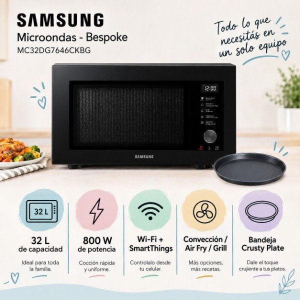 Producto - MICROONDAS SAMSUNG 32LTS BESPOKE BLACK MC32DG7646CKBG