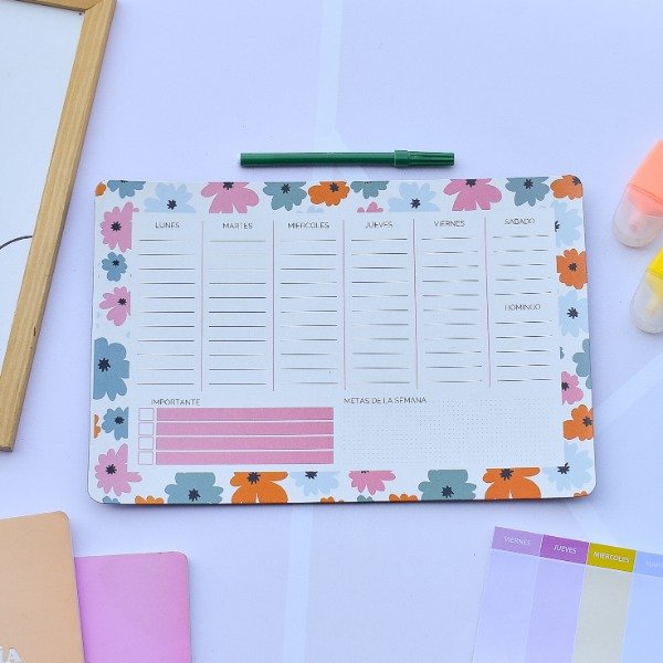 Producto - Pizarra magnetica planner flores