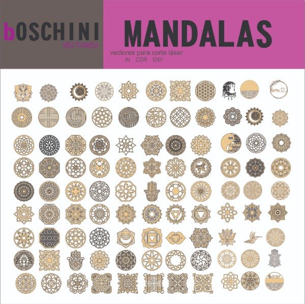 Producto - MAS DE 100 DISEÑOS DE MANDALAS  - PACK VECTORES PARA CORTE LASER