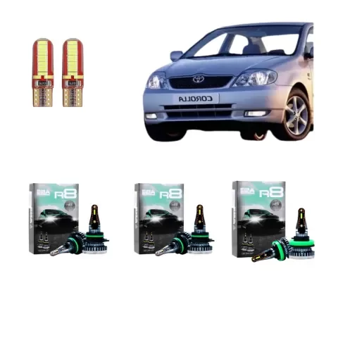 Producto - Kit Cree Led R8 Luz Baja Alta Y Antiniebla Toyota Corolla Hasta 2005