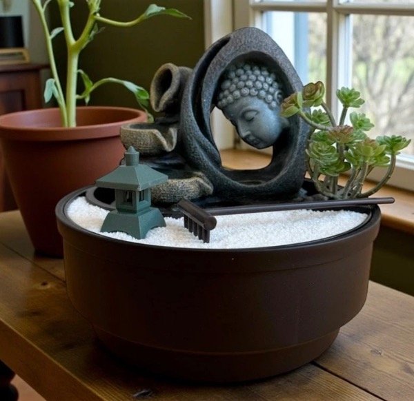 Producto - Fuente de agua rostro de buda planta 21,5 cm