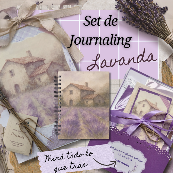 Producto - Set de Journaling creativo + Diario LAVANDA - 0